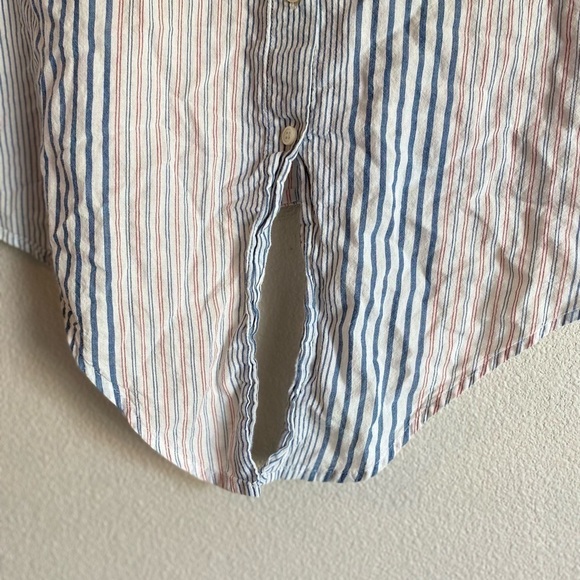 MADEWELL Short-Sleeve Tie-Front Shirt in Rawley Stripe Small A46 - Picture 7 of 10